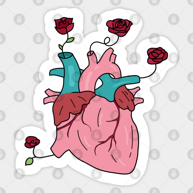 Floral anatomical heart Sticker by Dr.Bear